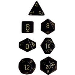 Chessex Opaque Polyhedral 7-Die Sets - Black w/gold