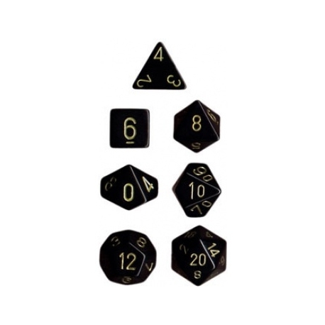 Chessex Opaque Polyhedral 7-Die Sets - Black w/gold