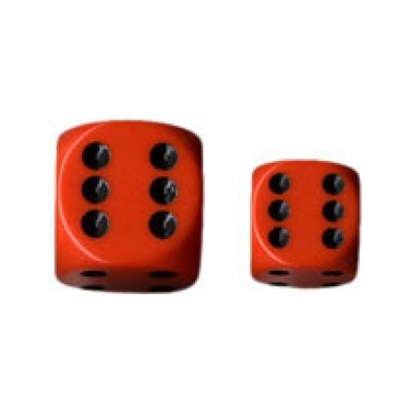 Chessex Opaque 16mm d6 with pips Dice Blocks (12 Dice) - Orange w/black