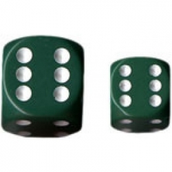 Chessex Opaque 16mm d6 with pips Dice Blocks (12 Dice) - Green w/white
