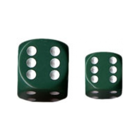 Chessex Opaque 16mm d6 with pips Dice Blocks (12 Dice) - Green w/white