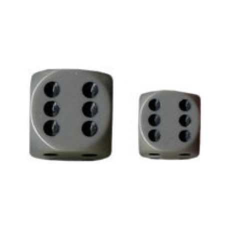 Chessex Opaque 16mm d6 with pips Dice Blocks (12 Dice) - Grey w/black