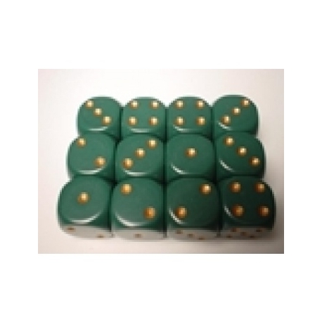 Chessex opaco 16 mm d6 con pepitas bloques de dados (12 dados) - verde polvoriento con oro