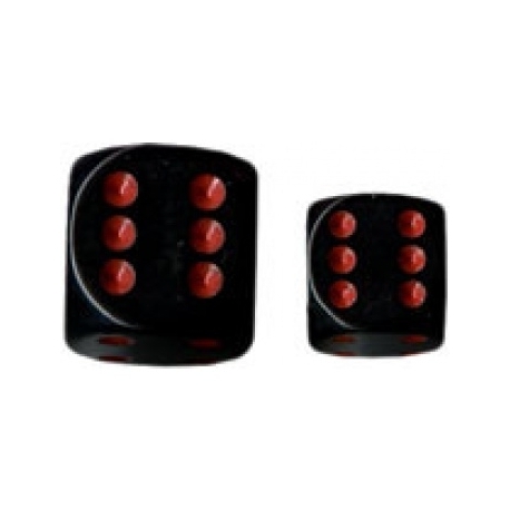 Chessex Opaque 16mm d6 with pips Dice Blocks (12 Dice) - Black w/red
