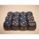 Chessex Opaque 16mm d6 with pips Dice Blocks (12 Dice) - Dusty Blue w/gold