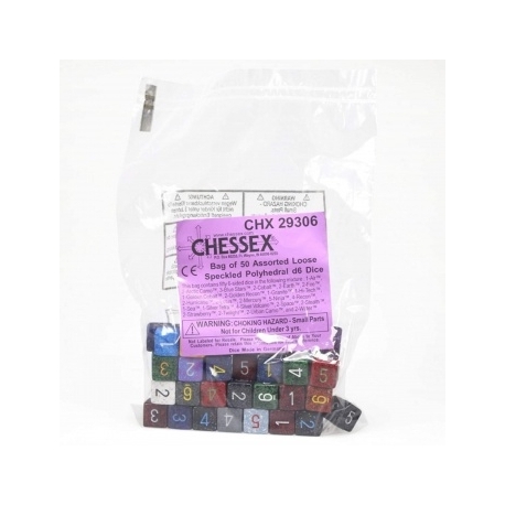 Bolsas Chessex Moteadas de 50 Asst. Dados - Dados poliédricos moteados sueltos d6
