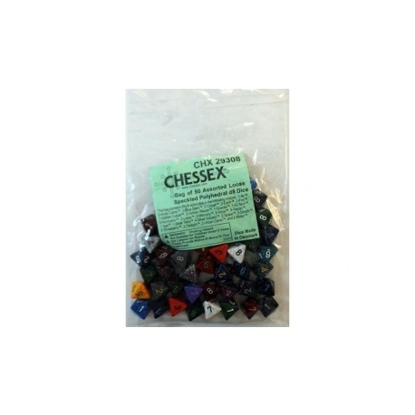 Bolsas Chessex Moteadas de 50 Asst. Dados - Dados poliédricos moteados sueltos d8
