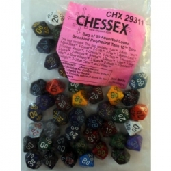 Chessex Speckled Bags of 50 Asst. Dice - Loose Speckled Poly Tens 10 Dice