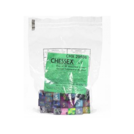 Chessex Gemini Bags of 50 Asst. Dice - Loose Gemini Poly. d6 Dice