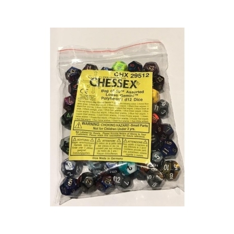 Chessex Gemini Bags of 50 Asst. Dice - Loose Gemini Poly. d12 Dice