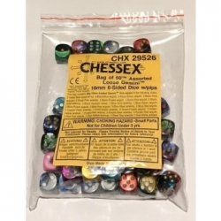 Chessex Gemini Bags of 50 Asst. Dice - Loose Gemini 16mm d6 w/pips Dice