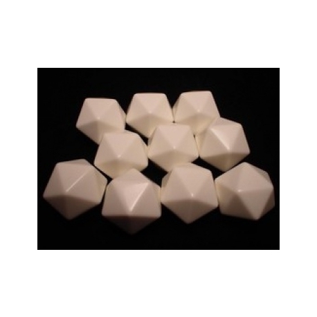 Chessex Opaque Polyhedral Bag of 10 Blank dice - Opaque Polyhedral Ivory Bag of 20 Blank 20-sided dice