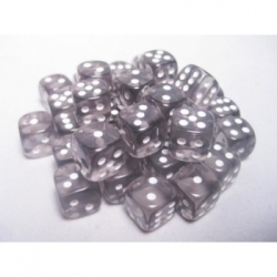Chessex Translucent 12mm d6 with pips Dice Blocks (36 Dice) - Smoke w/white