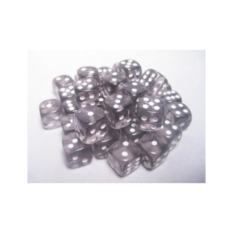 Chessex Translucent 12mm d6 with pips Dice Blocks (36 Dice) - Smoke w/white