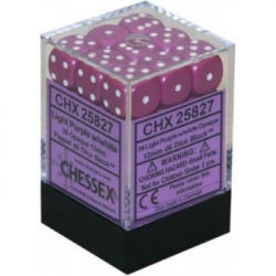Chessex Opaque 12mm d6 with pips Dice Blocks (36 Dice) - Light Purple w/white