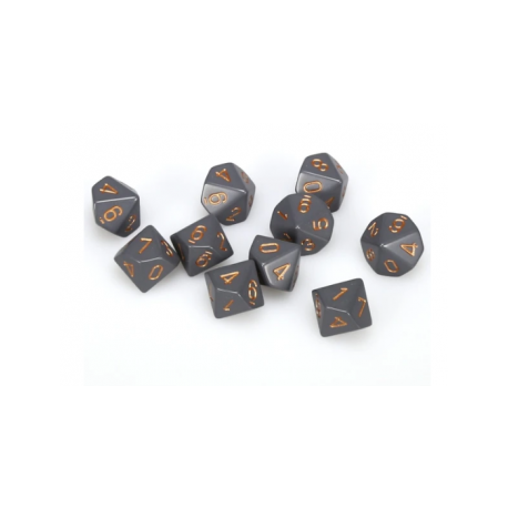 Chessex Opaque Polyhedral Ten d10 Set - Dark Grey/copper