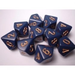 Chessex Opaque Polyhedral Ten d10 Set - Dusty Blue/gold