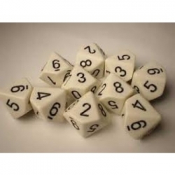 Chessex Opaque Polyhedral Ten d10 Set - White/black