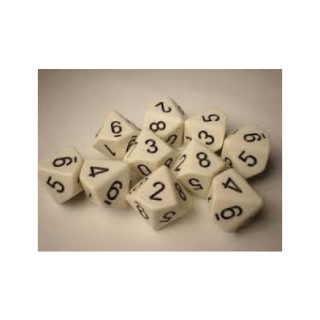 Chessex Opaque Polyhedral Ten d10 Set - White/black
