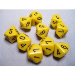 Chessex Opaque Polyhedral Ten d10 Set - Yellow/black
