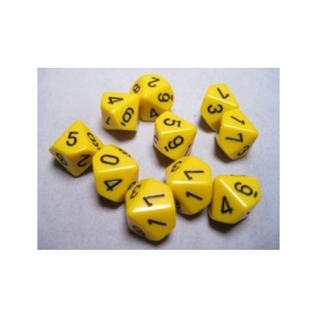 Chessex Opaque Polyhedral Ten d10 Set - Yellow/black