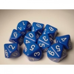 Chessex Opaque Polyhedral Ten d10 Set - Blue/white