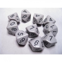 Chessex Opaque Polyhedral Ten d10 Set - Grey/black