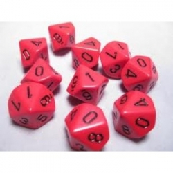 Chessex Opaque Polyhedral Ten d10 Set - Red/black
