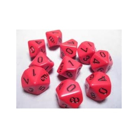 Chessex Opaque Polyhedral Ten d10 Set - Red/black