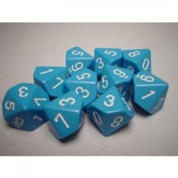 Chessex Opaque Polyhedral Ten d10 Set - Lt. Blue/white