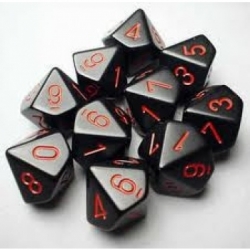 Chessex Opaque Polyhedral Ten d10 Set - Black/red