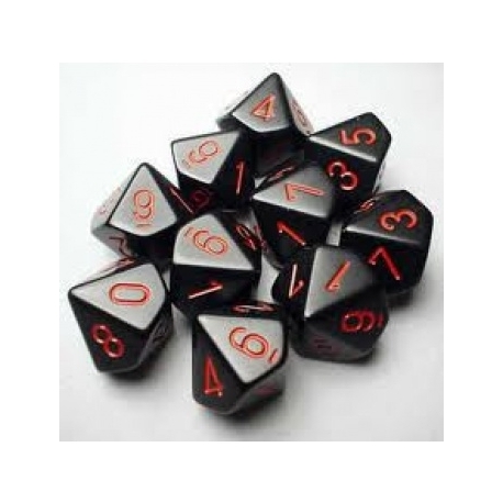 Chessex Opaque Polyhedral Ten d10 Set - Black/red
