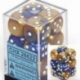 Chessex Gemini 16mm d6 with pips Dice Blocks (12 Dice) - Blue-Gold w/white