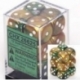 Chessex Gemini 16mm d6 with pips Dice Blocks (12 Dice) - Gold-Green w/white