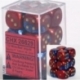 Chessex Gemini 16mm d6 with pips Dice Blocks (12 Dice) - Blue-Red w/gold