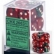 Chessex Gemini 16mm d6 with pips Dice Blocks (12 Dice) - Green-Red w/white
