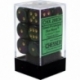 Chessex Gemini 16mm d6 with pips Dice Blocks (12 Dice) - Green-Purple w/gold