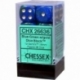 Chessex Gemini 16mm d6 with pips Dice Blocks (12 Dice) - Blue-Green w/gold