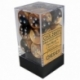 Chessex Gemini 16mm d6 with pips Dice Blocks (12 Dice) - Black-Gold w/silver