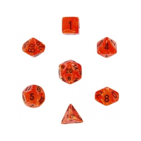 Chessex Vortex 7-Die Set - Orange w/black