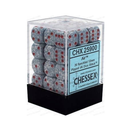 Chessex Speckled 12mm d6 Dice Blocks with Pips (36 Dice) - Air