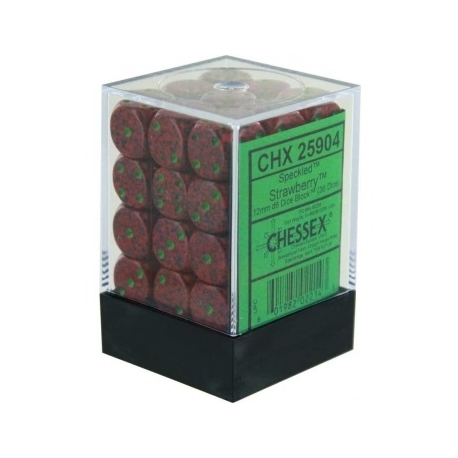 Chessex Speckled 12mm d6 Dice Blocks with Pips (36 Dice) - Strawberry