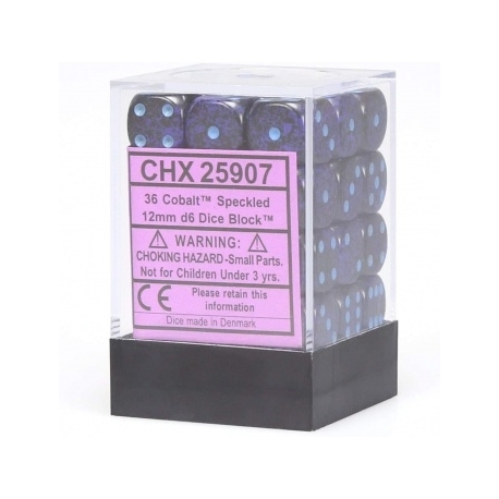 Chessex Speckled 12mm d6 Dice Blocks with Pips (36 Dice) - Cobalt