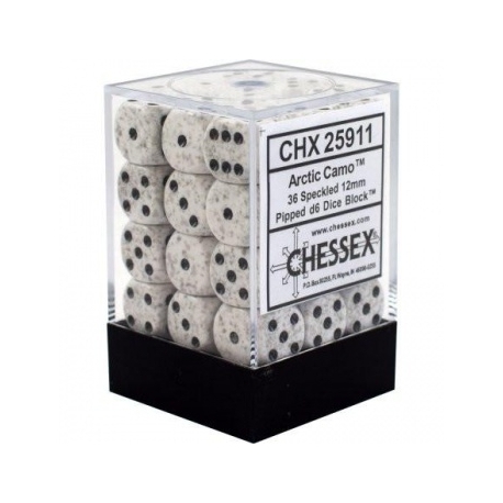 Chessex Speckled 12mm d6 Dice Blocks with Pips (36 Dice) - Arctic Camo