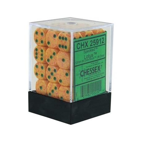 Chessex Speckled 12mm d6 Dice Blocks with Pips (36 Dice) - Lotus