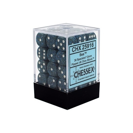 Chessex Speckled 12mm d6 Dice Blocks with Pips (36 Dice) - Sea