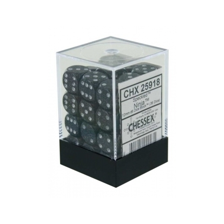 Chessex Speckled 12mm d6 Dice Blocks with Pips (36 Dice) - Ninja