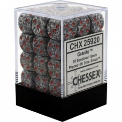 Chessex Speckled 12mm d6 Dice Blocks with Pips (36 Dice) - Granite