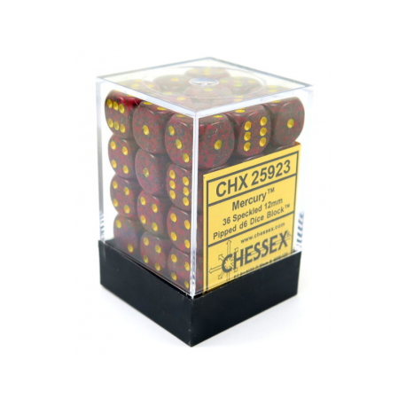 Chessex Speckled 12mm d6 Dice Blocks with Pips (36 Dice) - Mercury
