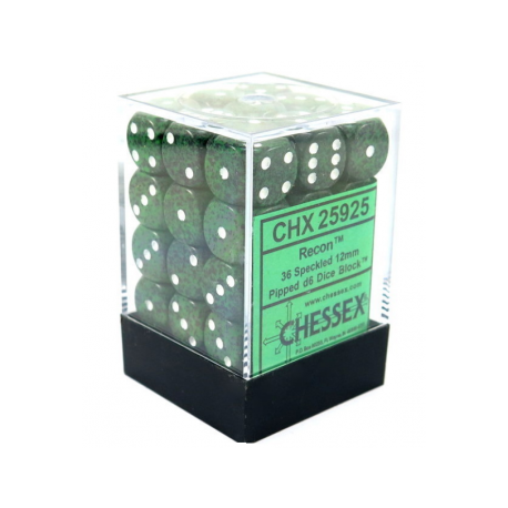 Chessex Speckled 12mm d6 Dice Blocks with Pips (36 Dice) - Recon